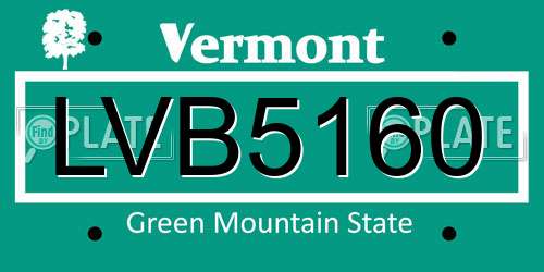LVB5160 Vermont License Plate