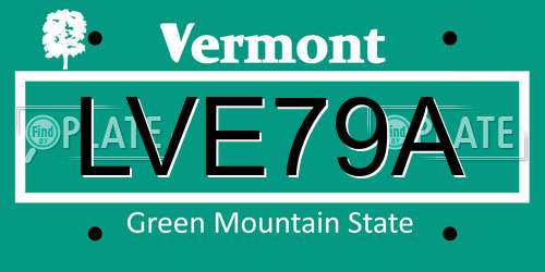 LVE79A Vermont License Plate