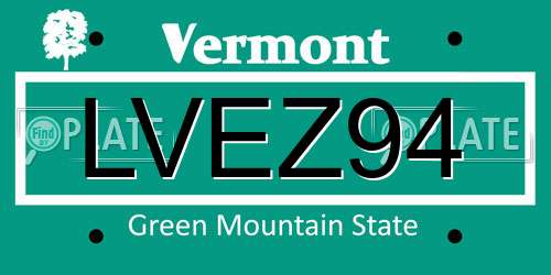 LVEZ94 Vermont License Plate