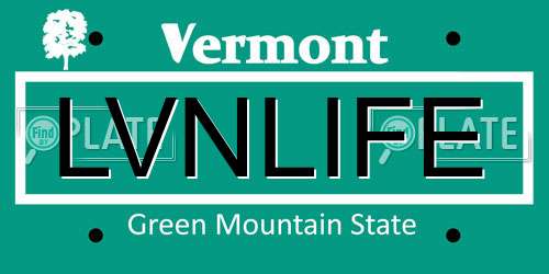 LVNLIFE Vermont License Plate