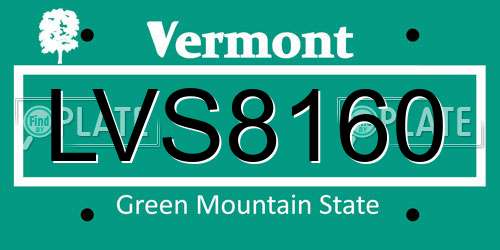 LVS8160 Vermont License Plate