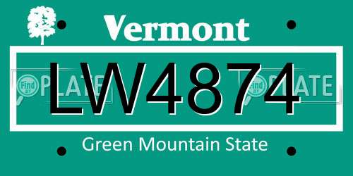 LW4874 Vermont License Plate