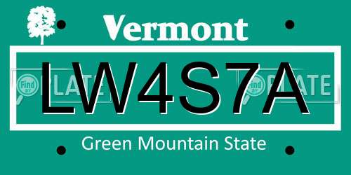 LW4S7A Vermont License Plate