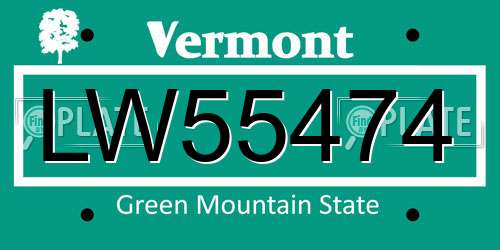 LW55474 Vermont License Plate