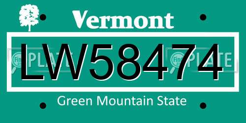 LW58474 Vermont License Plate
