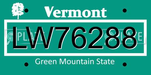 LW76288 Vermont License Plate