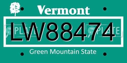 LW88474 Vermont License Plate