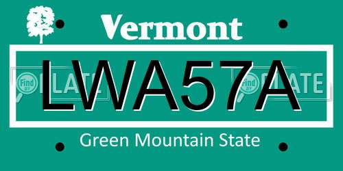 LWA57A Vermont License Plate