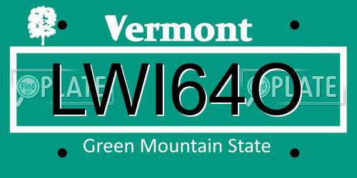 LWI64O Vermont License Plate