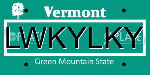 LWKYLKY Vermont License Plate