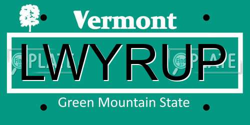 LWYRUP Vermont License Plate
