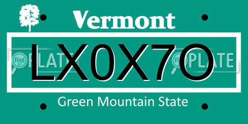 LX0X7O Vermont License Plate