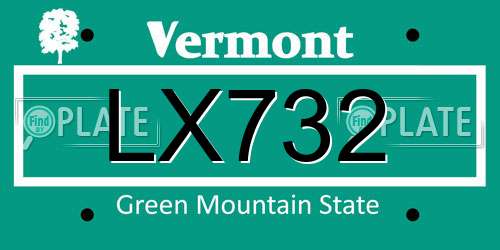 LX732 Vermont License Plate