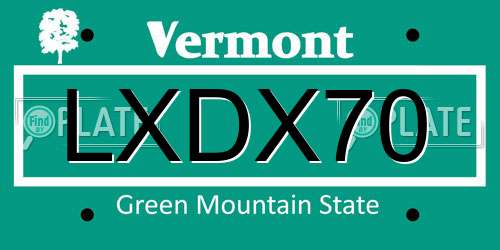 LXDX70 Vermont License Plate