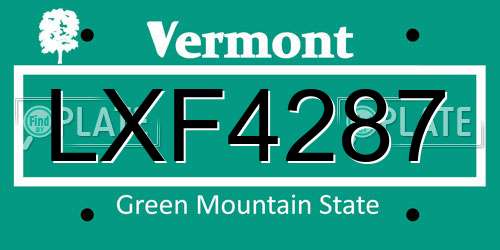 LXF4287 Vermont License Plate