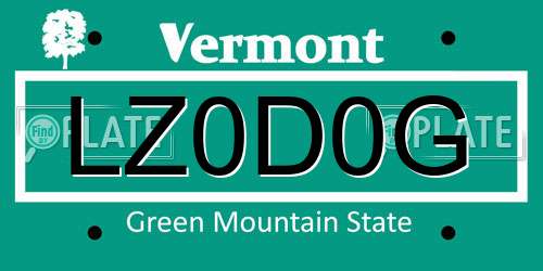 LZ0D0G Vermont License Plate