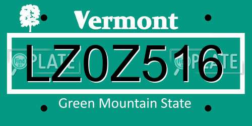 LZ0Z516 Vermont License Plate