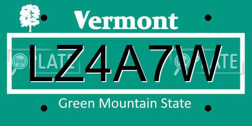 LZ4A7W Vermont License Plate