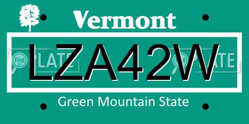 LZA42W Vermont License Plate