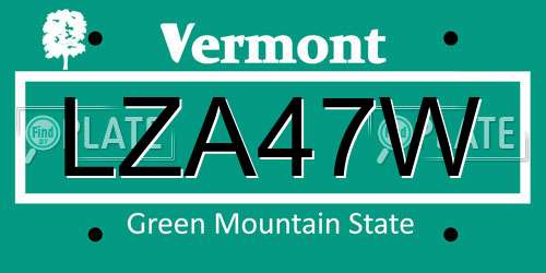 LZA47W Vermont License Plate