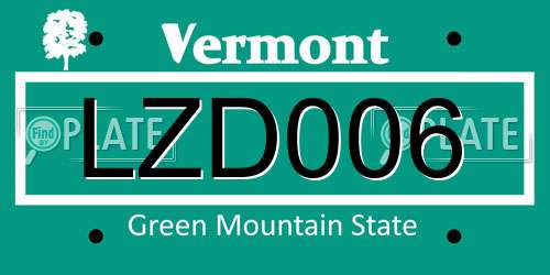 LZD006 Vermont License Plate