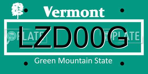 LZD00G Vermont License Plate