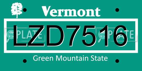 LZD7516 Vermont License Plate