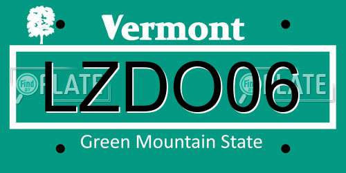 LZDO06 Vermont License Plate