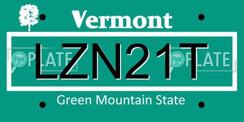 LZN21T Vermont License Plate