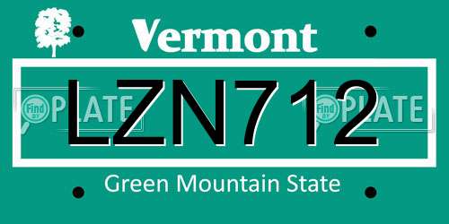 LZN712 Vermont License Plate