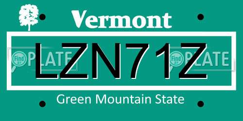 LZN71Z Vermont License Plate