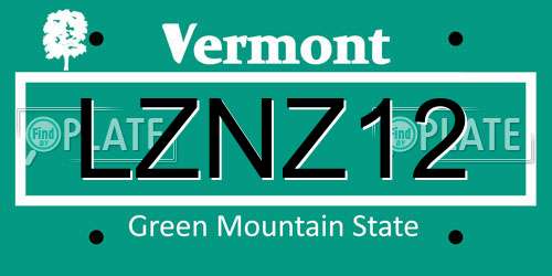 LZNZ12 Vermont License Plate