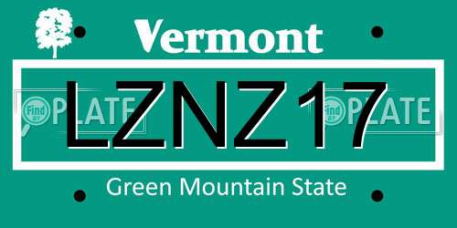 LZNZ17 Vermont License Plate