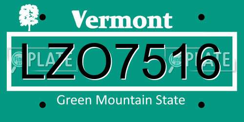 LZO7516 Vermont License Plate