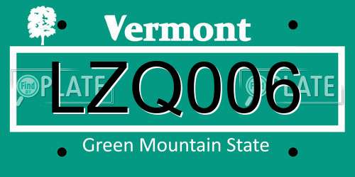 LZQ006 Vermont License Plate