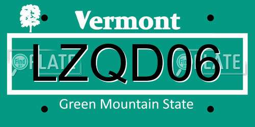 LZQD06 Vermont License Plate