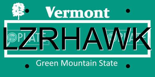 LZRHAWK Vermont License Plate