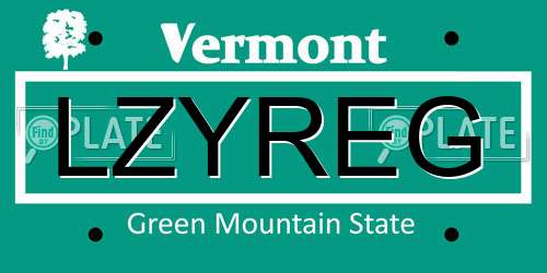LZYREG Vermont License Plate