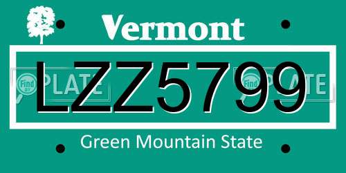 LZZ5799 Vermont License Plate