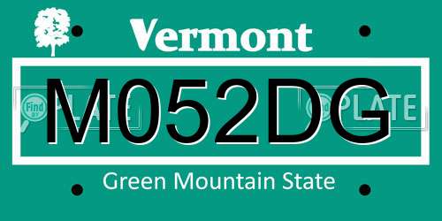 M052DG Vermont License Plate