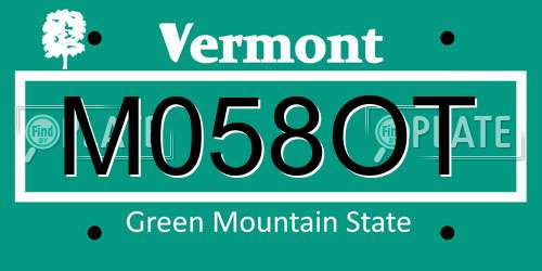 M058OT Vermont License Plate