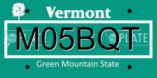 M05BQT Vermont License Plate