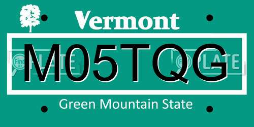 M05TQG Vermont License Plate