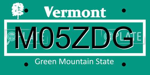 M05ZDG Vermont License Plate