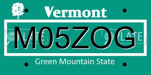 M05ZOG Vermont License Plate