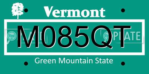 M085QT Vermont License Plate