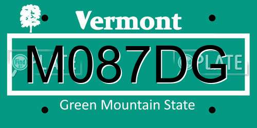 M087DG Vermont License Plate