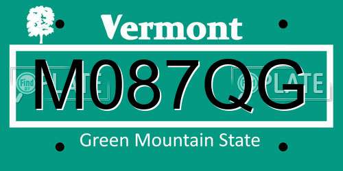 M087QG Vermont License Plate