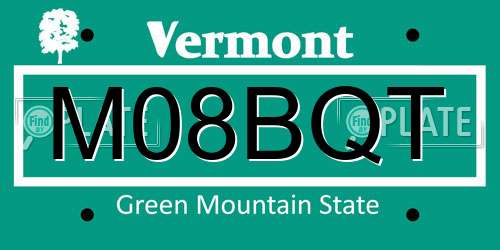 M08BQT Vermont License Plate