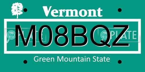 M08BQZ Vermont License Plate